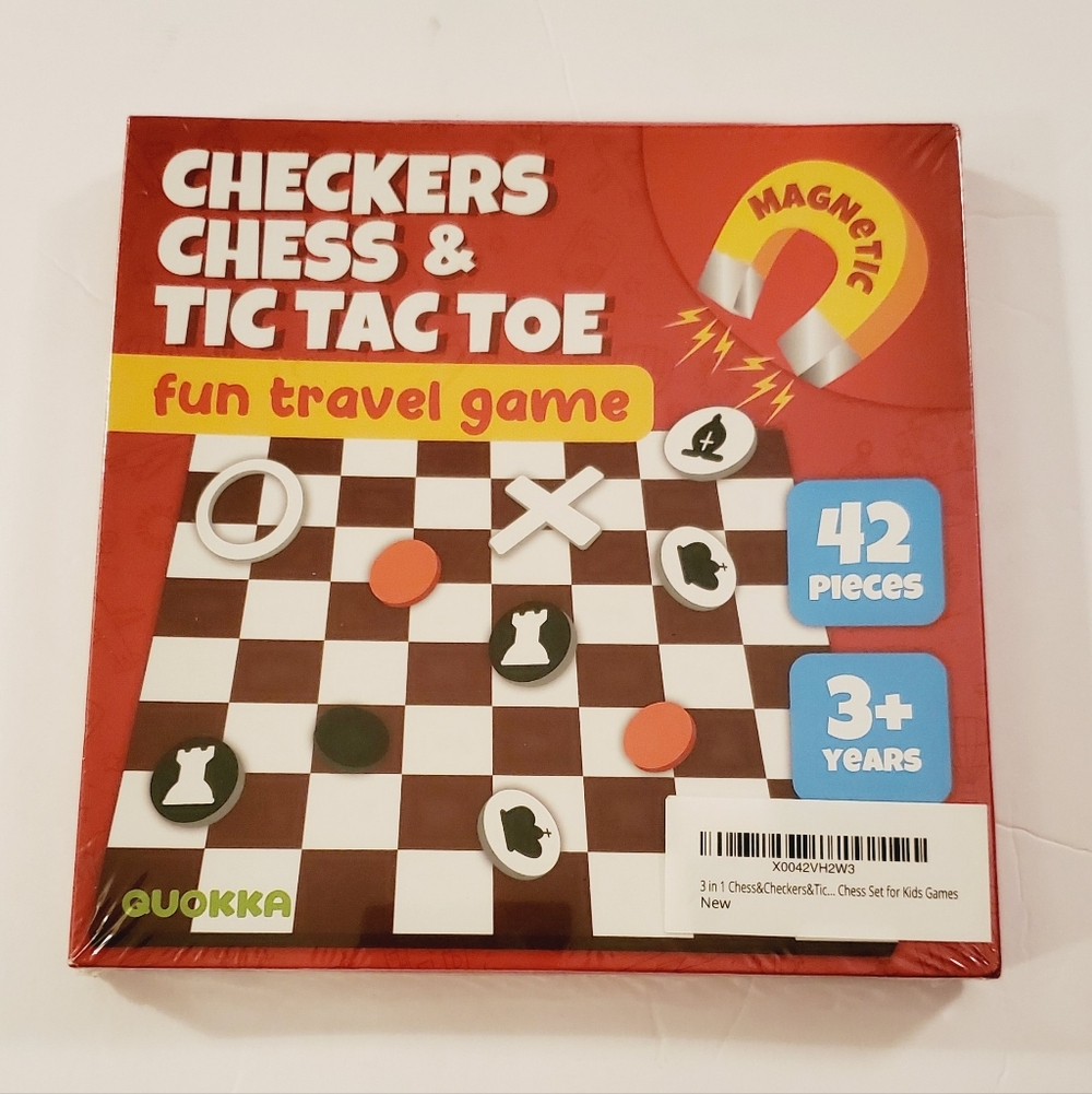 Quokka Magnetic Travel Checkers Chess & Yic Tac Toe Game